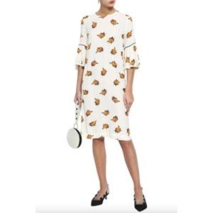 Ganni Floral Dress Orange and Cream